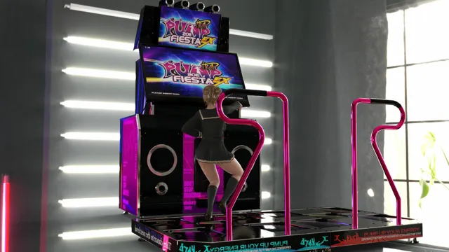 [Libido-Labo]パンツパンツレボリューション！学校近くのゲーセンに寄ってダンスゲームに興じる廻里。ところがゲーム筐体に真下から隠しカメラが仕掛けられており、スカート内を盗撮される被害に遭う（PV04:サテン地水色シマシマパンティ）