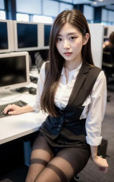 [AImaru]妄想写真集 いつものオフィスで美人OL黒下着鑑賞会