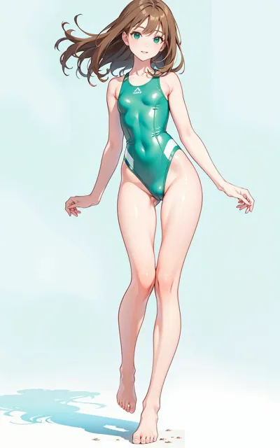 [AI ヤン]ミント色の競泳水着