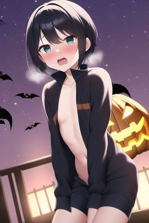 [変態ベイビー]ハロウィンで開放的な貧乳JKがイタズラを誘発するコスプレでチンイラさせてしまう集