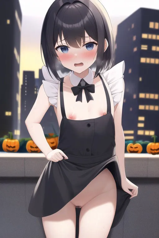 [変態ベイビー]ハロウィンで開放的な貧乳JKがイタズラを誘発するコスプレでチンイラさせてしまう集