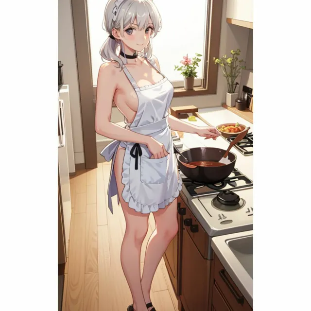 [美少女]お姉さんが裸エプロンで朝食を作ってくれる