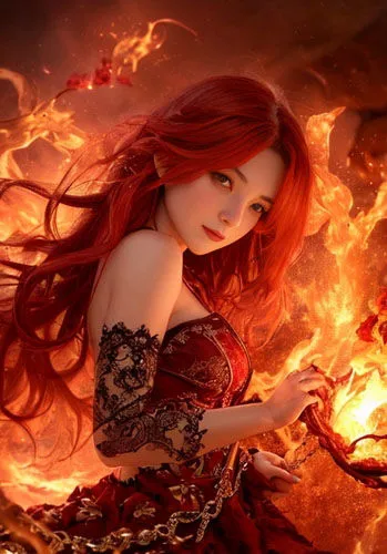 [魅惑の冒険者]異世界の紅炎舞 赤 × 火 × 若き女性 Vol.2 火の鼓動