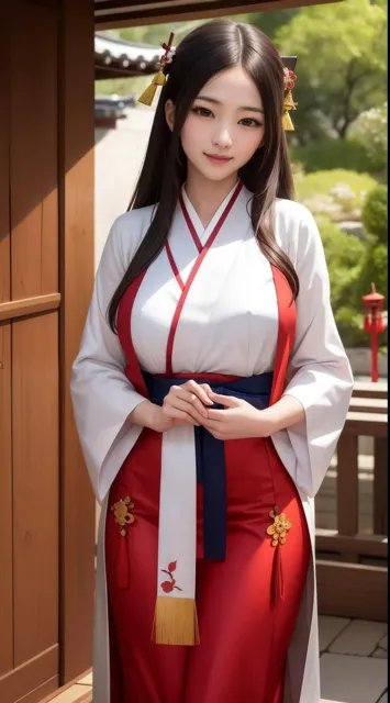 [lizeton-ai-doll]神社で奉仕活動している巫女さんの巨乳おっぱい