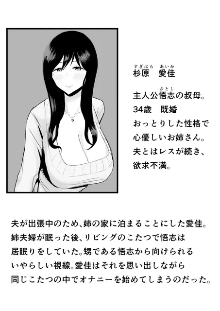 [天使のわっか]巨乳で美人な叔母さんがこたつでオナニーしてたから朝までハメまくった。