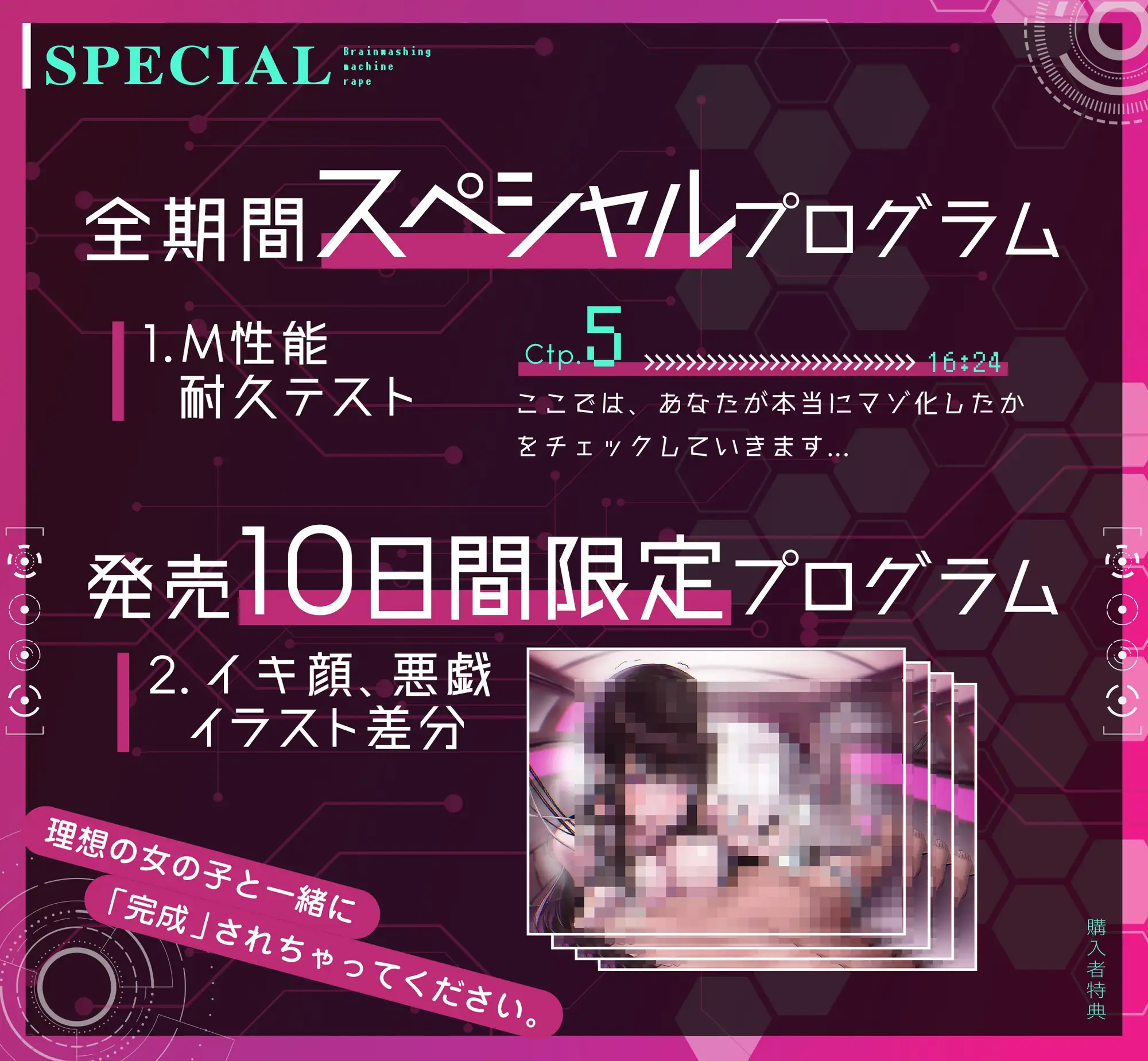 [空心菜館]【特別付録「M性能耐久テスト」付き!】洗脳機姦ヘッドギア～特殊催眠による強制マゾ化とその結末～【オーダーメイド催眠】