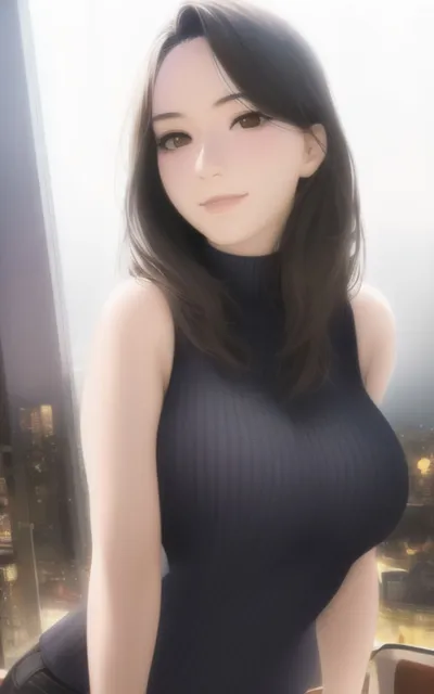 [やなせ]AI Fetich Album ＃1 ノースリーブニット×巨乳