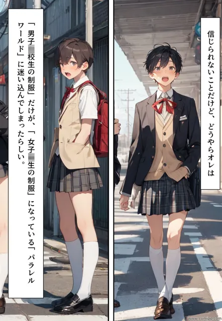 [真城のソフトハウス]もしもの精 男子の制服が女子の制服に置き換わった女装世界