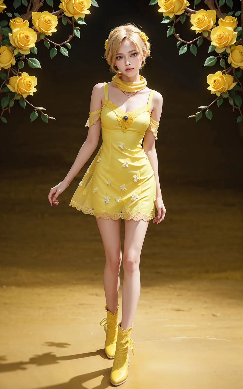 [AI ヤン]Yellow Rose Dress