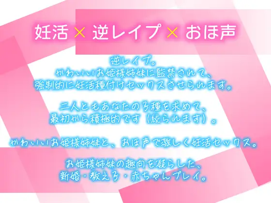 [にゃんこフェチ]【逆レおほ声】王様のお姫様姉妹に監禁されて強制的に妊活種付けセックスさせられる話。ねっとりW耳舐め・濃厚じゅぽじゅぽWフェラ・W授乳・おほ声だいしゅきホールド。