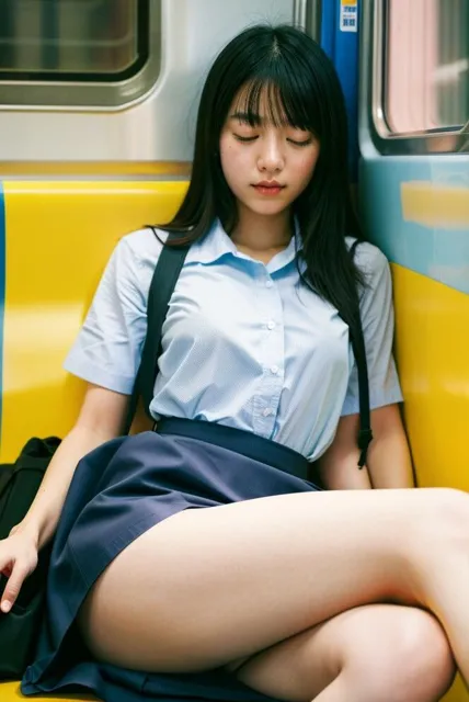 [妄想フェニックス]電車で盗撮！お嬢様女子大生の居眠り姿
