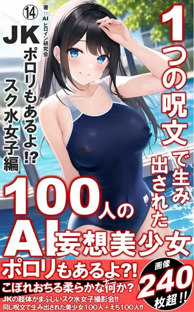 [AIヒロイン研究会]1つの呪文で生み出された100人のAI妄想美少女-14【ポロリもあるよ？！ JKスク水女子撮影会編】