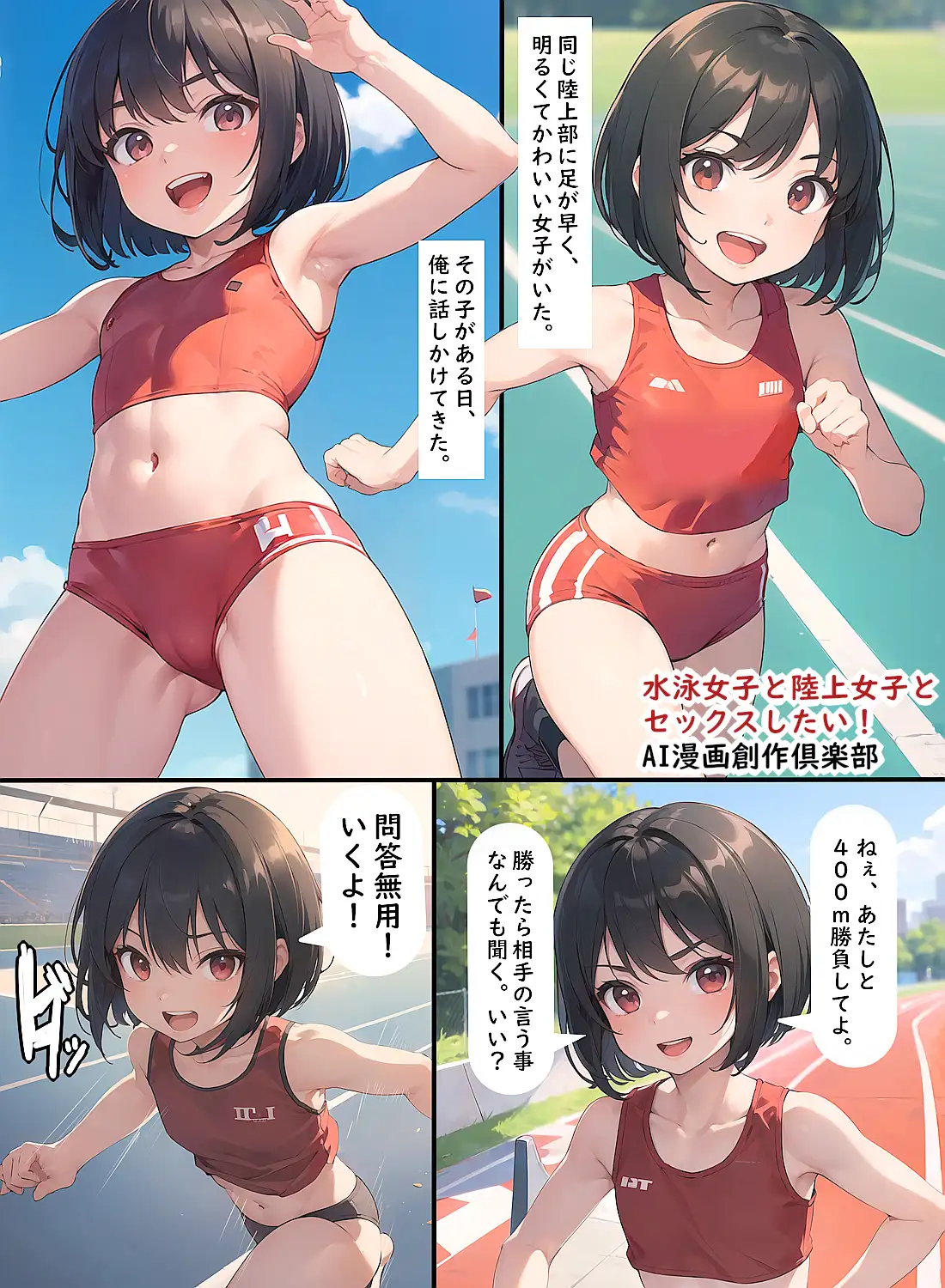 [AI漫画創作倶楽部]水泳女子と陸上女子とセックスしたい!