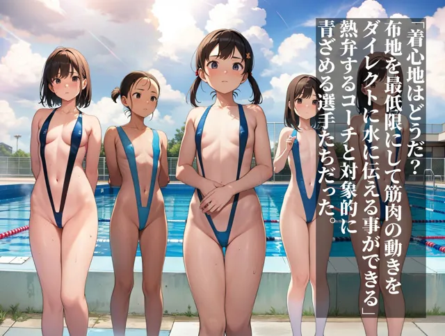 [AIいらすとアダルトフリーギャラリー]裸より恥ずかしいエグい水着を着させられる女子水泳部