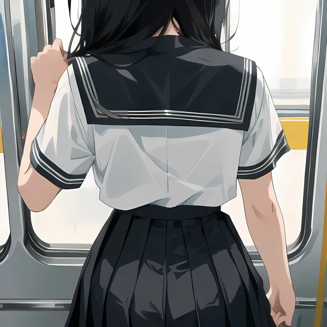 [電脳戯画]制服女子×ぶっかけ（電車編）