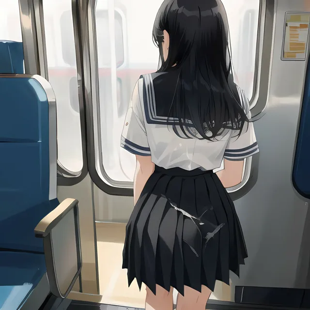 [電脳戯画]制服女子×ぶっかけ（電車編）