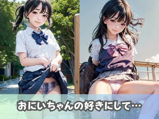 [美女AIコレクション]【制服女子校生】体は大人のロリ顔JKが超ミニスカートでパンチラ！義理のお兄ちゃんを誘惑！