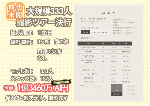 [k.AI World]人類史上初！前代未聞の333人！大学1年新入生18歳と19歳！ 第5弾 Premium「クラスで1番の女の子の裸だけが拝める」Xデー到来！！