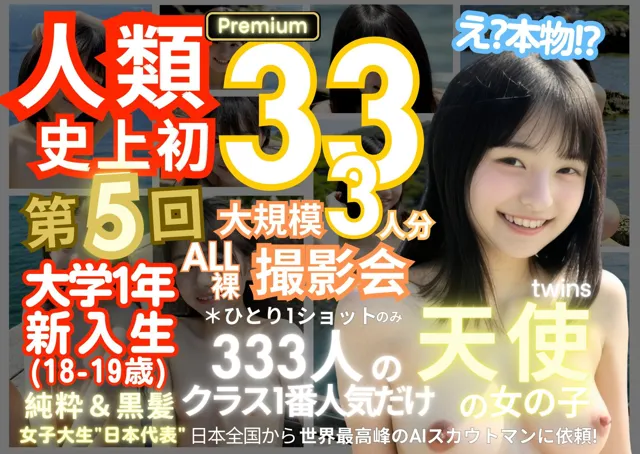 [k.AI World]人類史上初！前代未聞の333人！大学1年新入生18歳と19歳！ 第5弾 Premium「クラスで1番の女の子の裸だけが拝める」Xデー到来！！