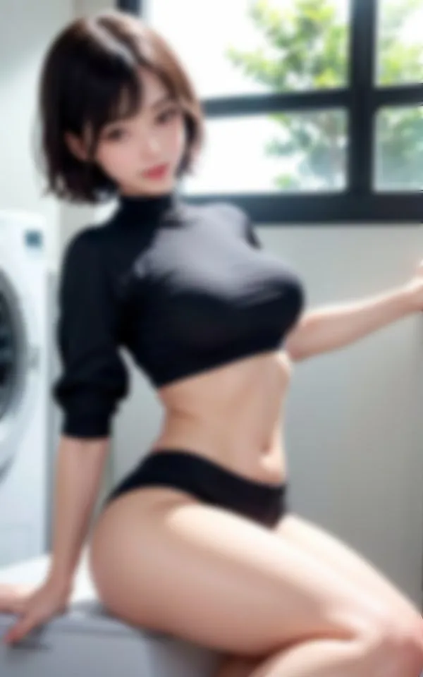 [スーパーAI]エロすぎる巨乳美女がコインランドリーで童貞くんを色仕掛け