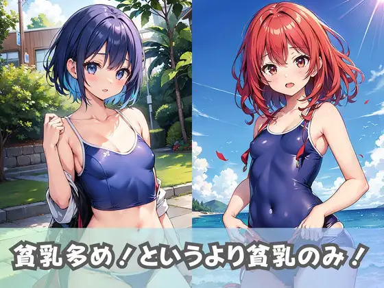 [AI美女コレクション]【スク水貧乳女子】ちっぱい女子校生がスクール水着に着替えたら?つるぺたJKが興奮して乳首勃起!たまにポロリ