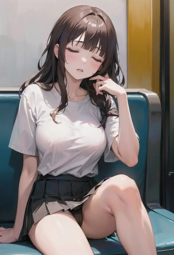 [AIpril Fool]【盗撮】電車に座るミニスカ美女のパンチラ