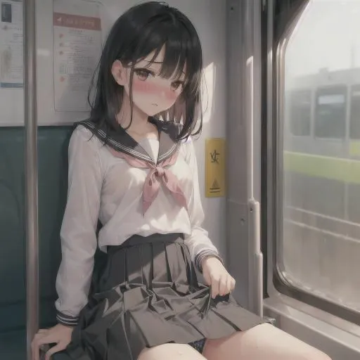 [制服あーと]電車の中でお願い！パンチラしてくれる制服美少女