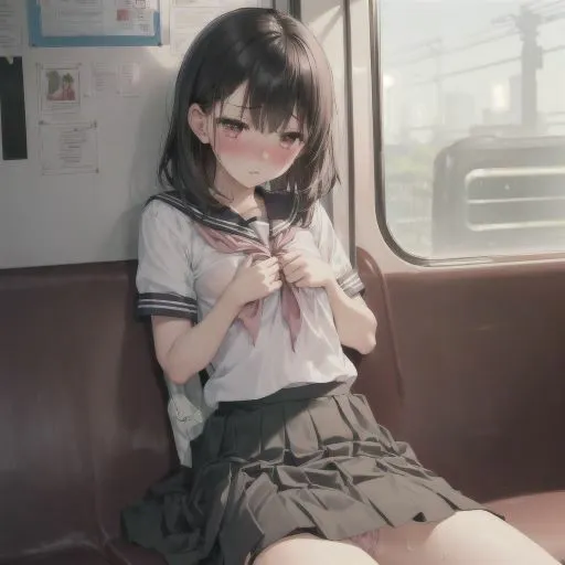 [制服あーと]電車の中でお願い！パンチラしてくれる制服美少女