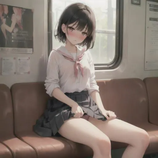 [制服あーと]電車の中でお願い！パンチラしてくれる制服美少女