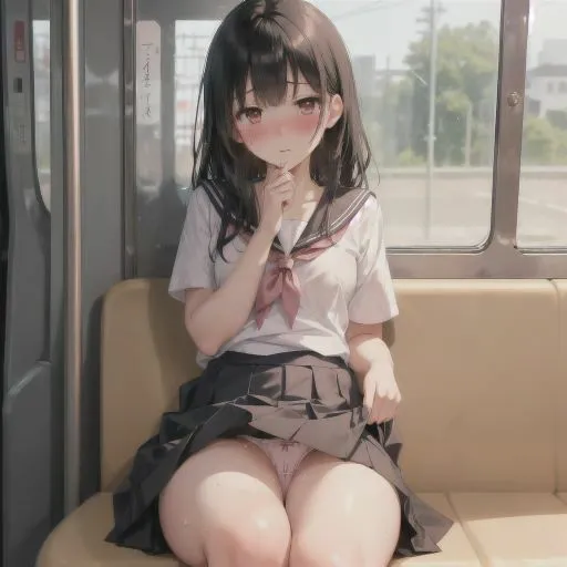 [制服あーと]電車の中でお願い！パンチラしてくれる制服美少女