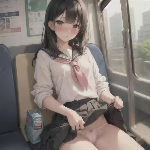 [制服あーと]電車の中でお願い！パンチラしてくれる制服美少女