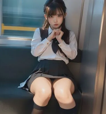 [美少女AI〜丸〜]【動画】電車で美少女対面パンチラ/Beautiful girl face-to-face panty shots on the train【movie】