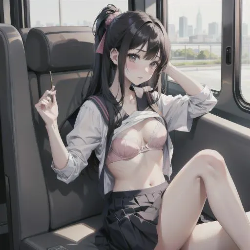 [制服あーと]電車で制服美少女にブラちらお願い。美しい肢体にフル勃起
