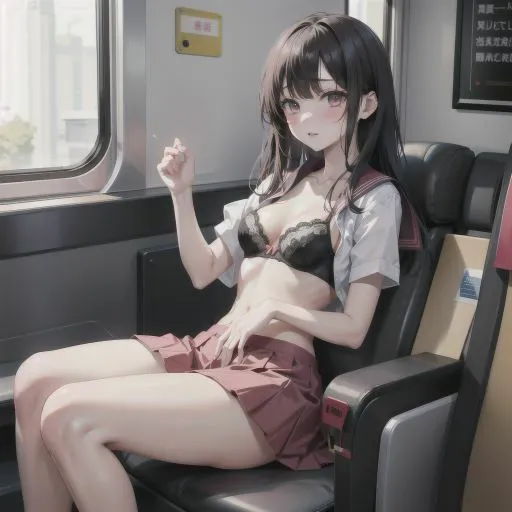 [制服あーと]電車で制服美少女にブラちらお願い。美しい肢体にフル勃起