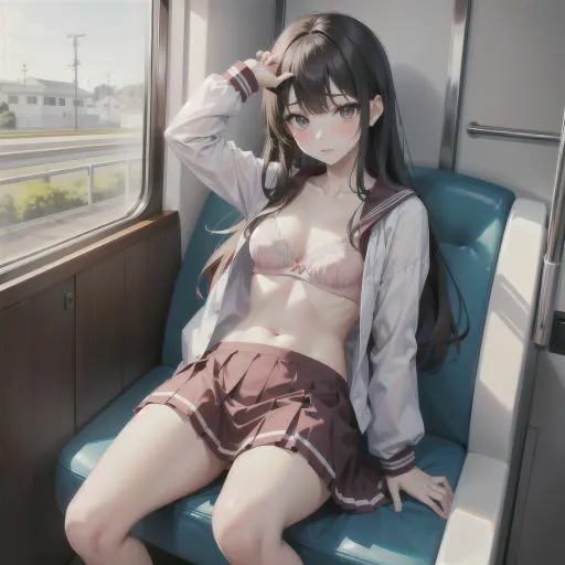 [制服あーと]電車で制服美少女にブラちらお願い。美しい肢体にフル勃起