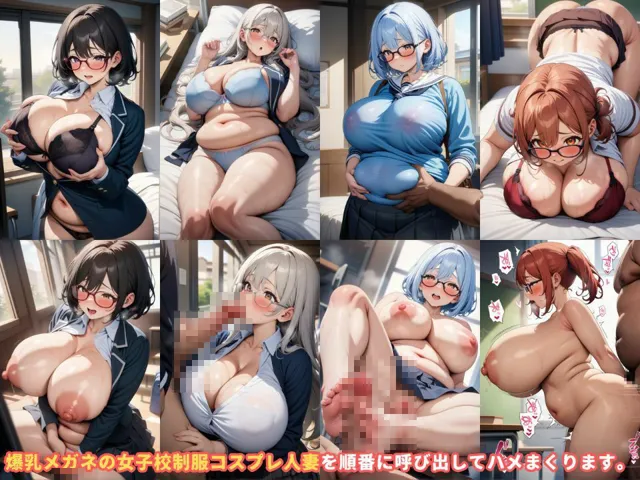 [J Butterfly]【85%OFF】メガネの爆乳人妻を制服姿で呼び出して順番にハメていく＃1