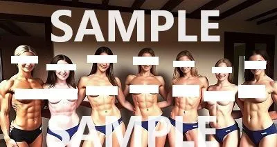 [OPP-AI]トップレス集合写真:程よい筋肉美のスポーツ女子7名（男なし）