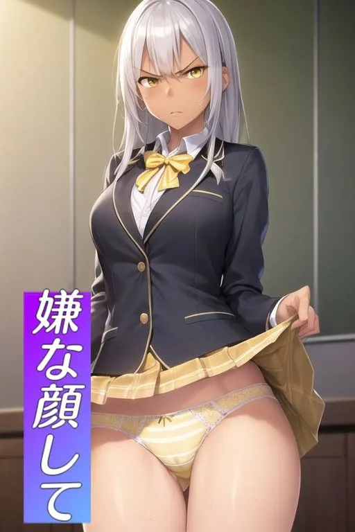 [AIパンツ部]嫌な顔でスカートたくし上げてパンツ見せる娘〜ブレザー編〜