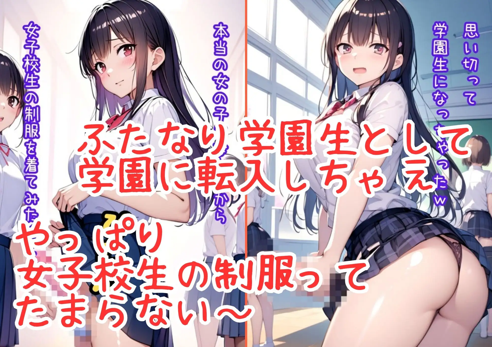 [わんたんめん]【TS女体化まじめ男子・セリフ付】キモおじさんに可愛がられメス化・学園や風俗に紛れ込みビッチの花火を打ち上げる!500枚