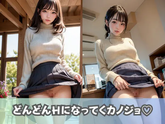 [美女AIコレクション]【ニット巨乳女子】同僚の彼女にオフィスでパンツ見せてと頼んだらマンスジくっきりのおま〇こも見せてくれた！