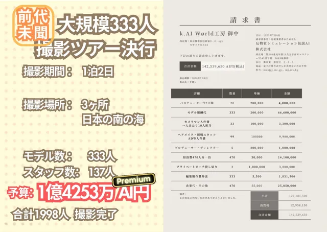 [k.AI World]人類史上初！前代未聞の333人！大学2年全学部19歳と20歳！ 第5.3弾Premium（後編）「クラスで1番の女の子の裸だけが拝める」Xデー到来！！