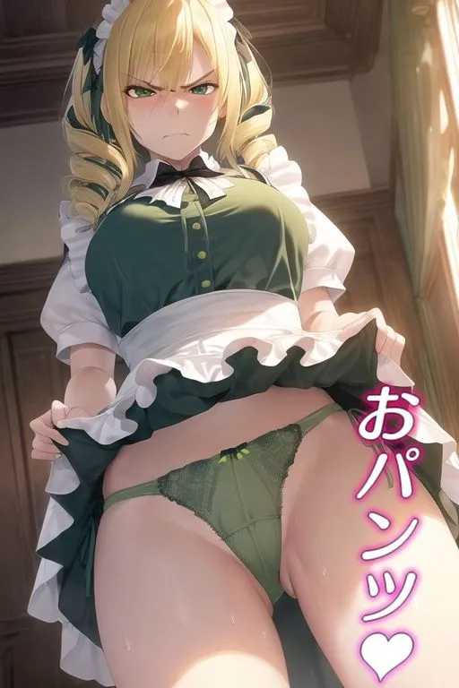 [AIパンツ部]嫌な顔でスカートたくし上げてパンツ見せる娘〜メイド編〜