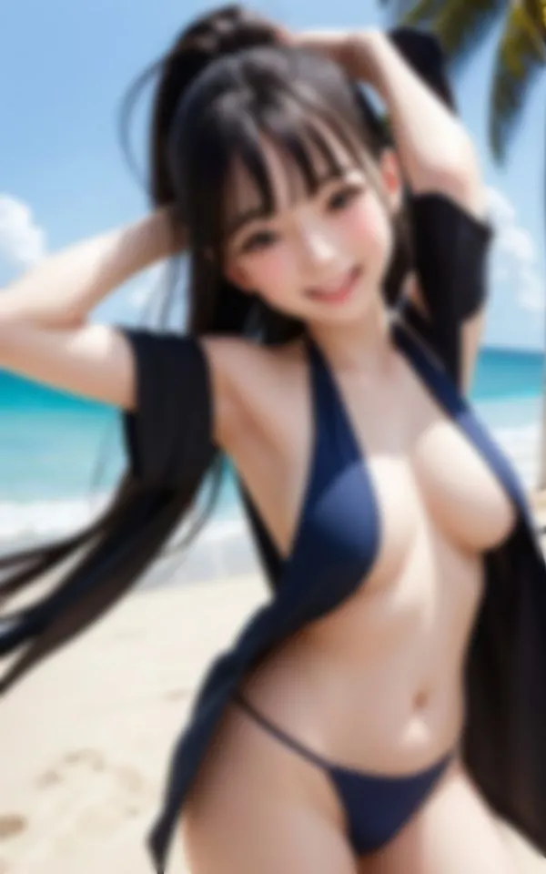 [妄想AI美女]エッチな水着で男友達を挑発する笑顔がまぶしい淫乱女子大生