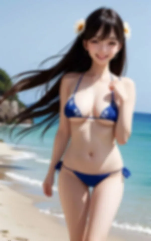 [妄想AI美女]エッチな水着で男友達を挑発する笑顔がまぶしい淫乱女子大生