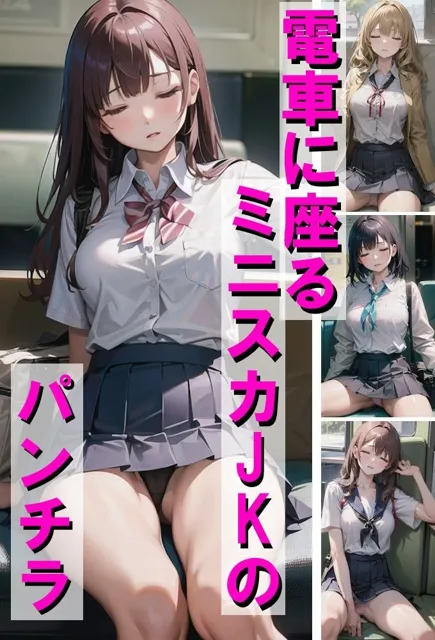 [AI am アニメAI画像生成見習い]電車に座るミニスカJKのパンチラ