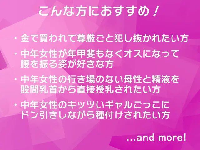 [できることなら]うわキッ……もちいい！ 〜メスギャルママおばさんとずっぷりアナ活売春交尾〜【KU100】