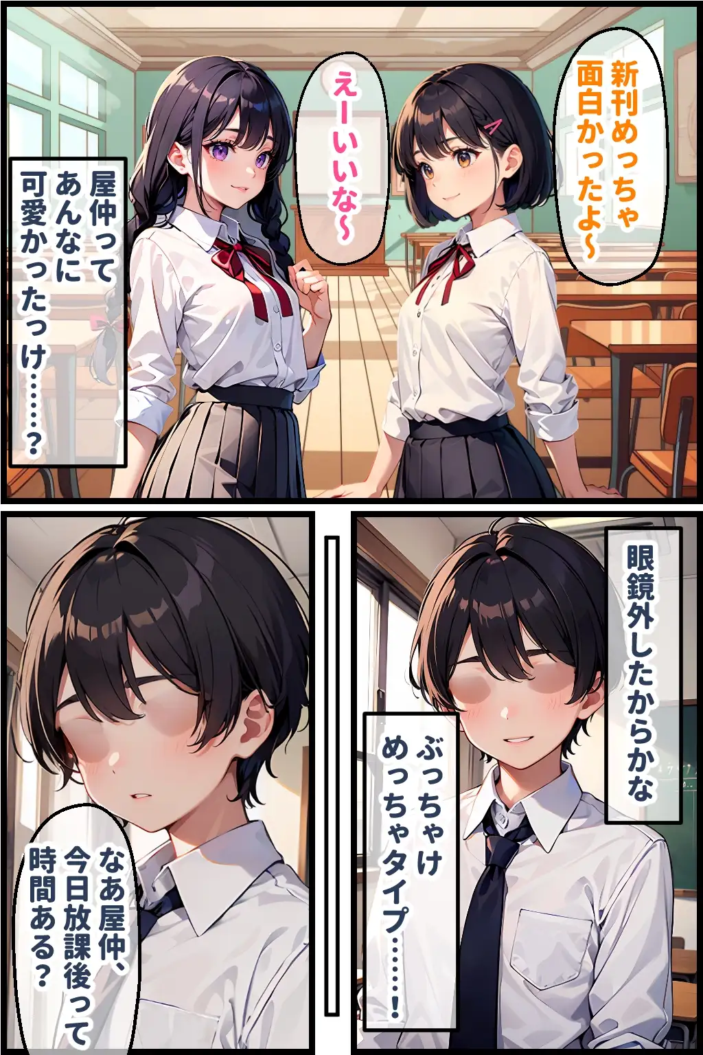 [官能マンガ]地味娘がメガネを外すと…