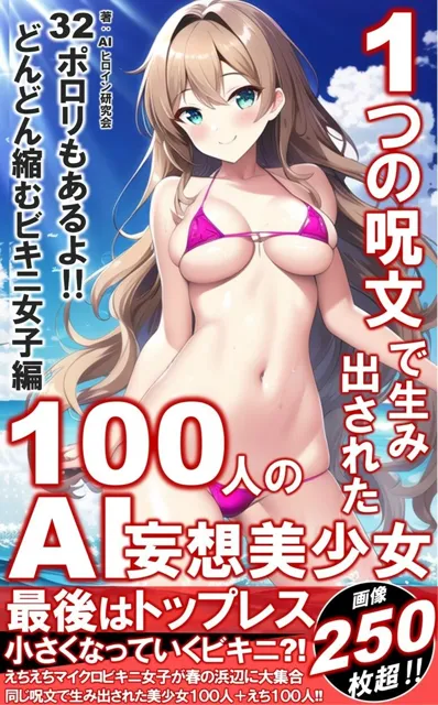 [AIヒロイン研究会]1つの呪文で生み出された100人のAI妄想美少女-32【最後はトップレス？！えちマイクロビキニ女子編】