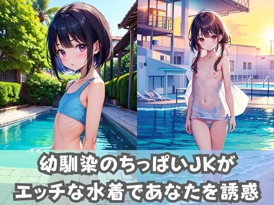 [美女AIコレクション]【つるぺた女子校生】幼なじみのロリ体型ちっぱいJKがエッチな水着を着てあなたを誘惑！