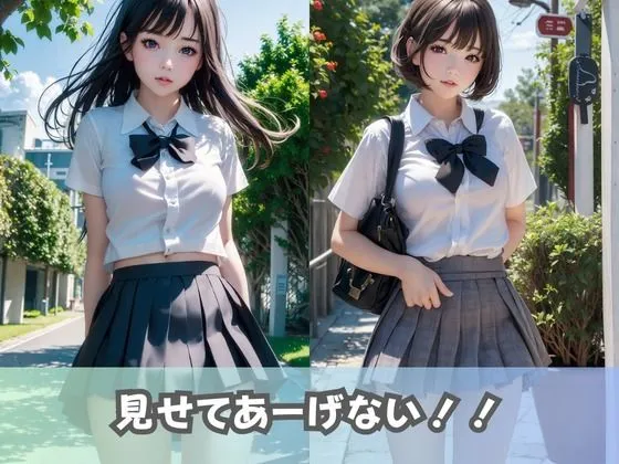 [美女AIコレクション]【制服女子校生】同級生の美少女JKに「パンツの中見せて」とお願いしてみたらノーパン女子のつるつるおま◯こに出会えた！